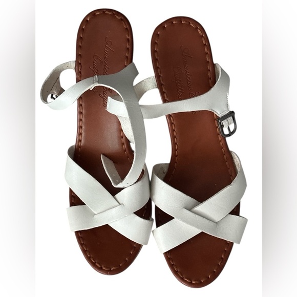 American Eagle White Strappy Wedge Sandals - Picture 15 of 15